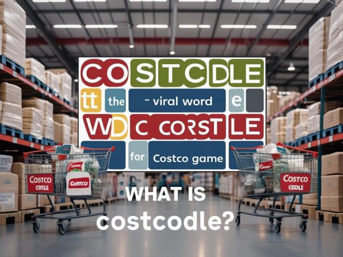 Costcodle game concept showing Wordle-style grid with Costco-themed icons