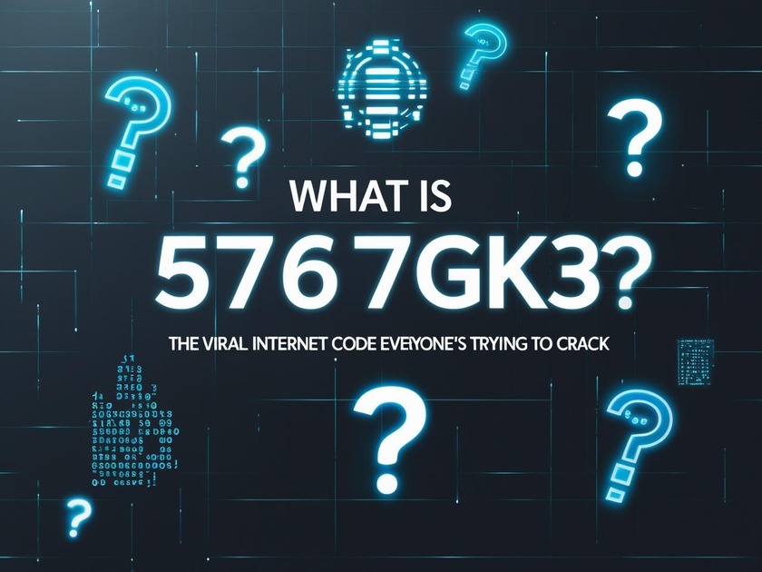 Internet sleuth concept art with 567gk3 in glitchy text format